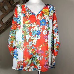 Anthropologie Fig and Flower sheer blouse boho XL